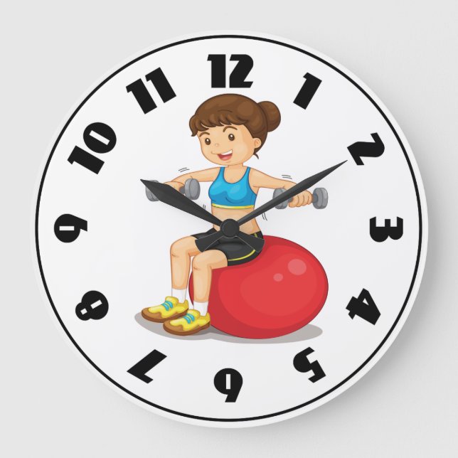Fille faisant de l'exercice avec des poids Horloge (Recto)