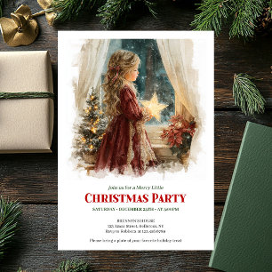 Fille fantaisiste attend le Père Noël invitation d