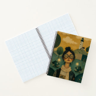 Fille Fantaisiste avec Carnet de Poisson-Lune