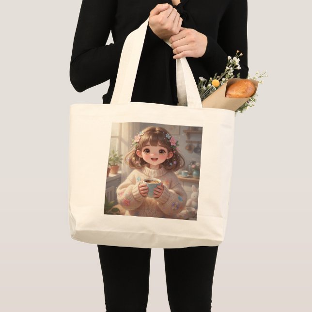 Fille Fantaisiste avec Sac Fourre-Tout Café (Devant (produit))