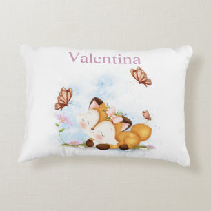 Fille Fantaisiste Renard & Papillon Coussin Nom Pe