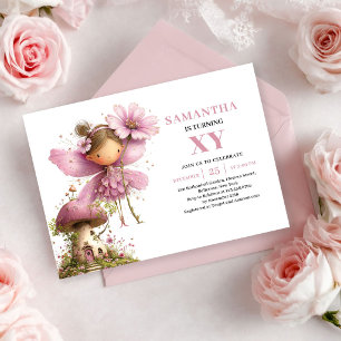 Fille Fée Capricieuse 4ème Anniversaire Invitation