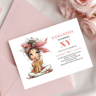Fille fée lumineuse Invitation florale rose pour a