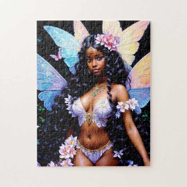 Fille Fée Noire Puzzle de Nuit (Vertical)