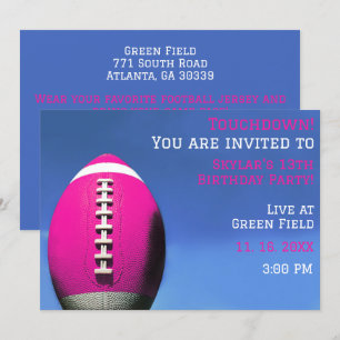 Fille Fête Pink Football Anniversaire Invitation