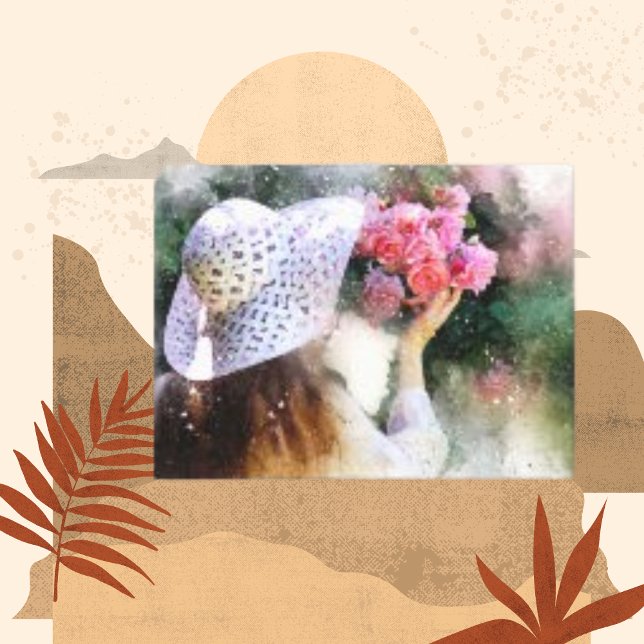 Fille Fleur Casquette Moderne Aquarelle toile Impr (Créateur téléchargé)