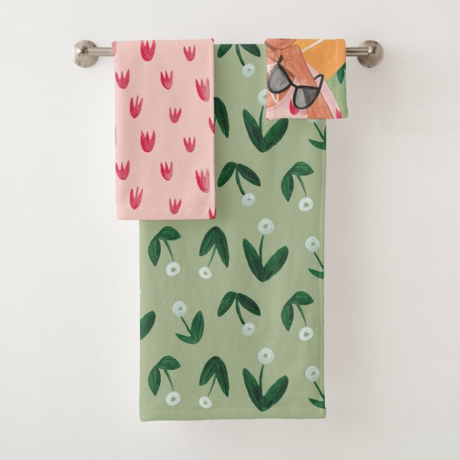 Fille floral vert sauge & rose impression intégral (En situation)