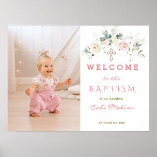 Fille Florale rose blanche Photo Affiche de bienve
