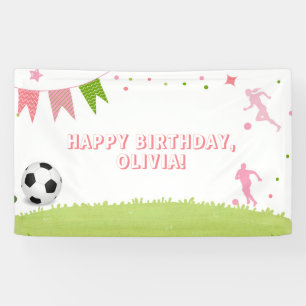 Fille Football Fête Bannière Sport rose