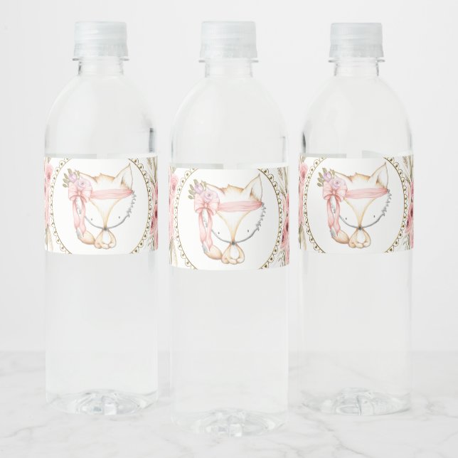 Fille Fox Baby shower bouteille d'eau Étiquettes (Bouteilles)