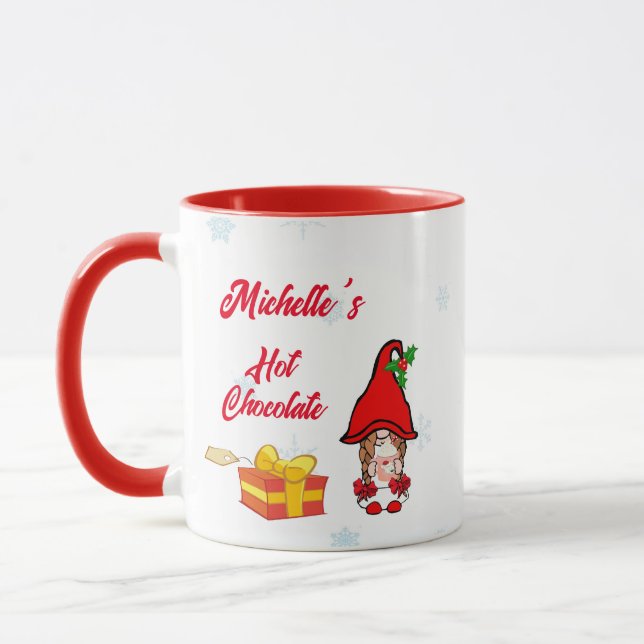 Fille Gnome personnalisée Chocolat Chaud Mug (Gauche)