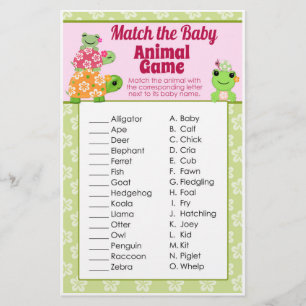 Fille Grenouille Baby shower Jeu Animal Match Feui
