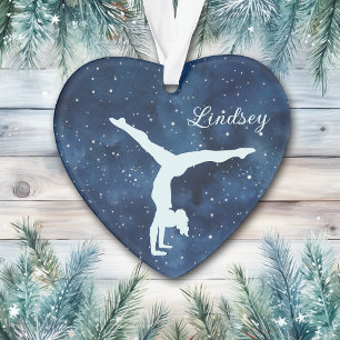 Fille Gymnaste Ciel Nocturne Argent Bleu Noël