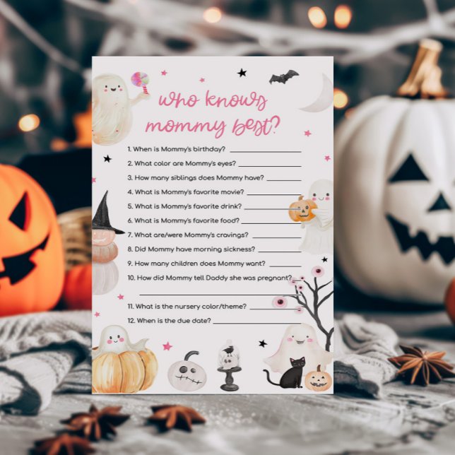Fille Halloween Qui connaît maman meilleur jeu (A Little Boo Baby Shower Who knows Mommy Best Game)