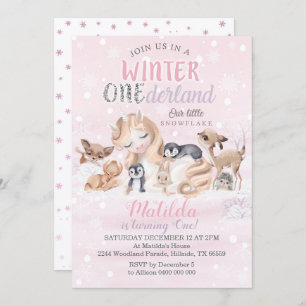 Fille Hiver Onederland Invitation Fléaux de neige