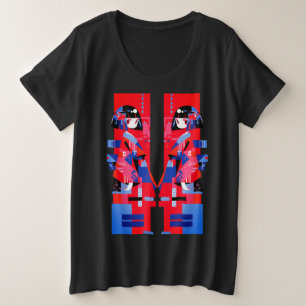 Fille japonaise abstraite moderne – Kimono géométr