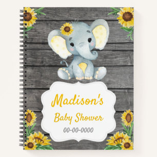 Fille Jaune, Eléphant Baby shower Livre Rustique