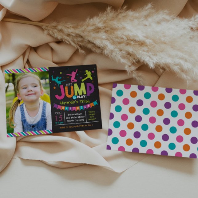 Fille Jump & Jeu Bounce House Invitations d'annive (Créateur téléchargé)