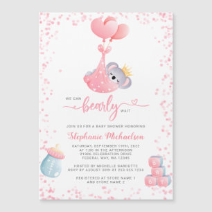 Fille Koala Oear Baby shower Aimant d'invitation