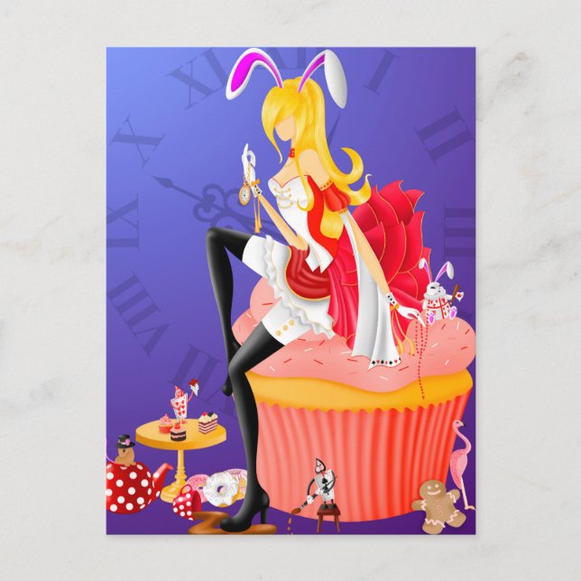 Fille lapin sur carte postale cupcake (Devant)