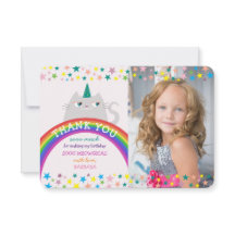 Fille Licorne Arc-en-Ciel Photo Anniversaire Merci