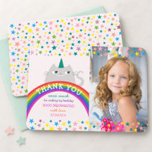 Fille Licorne Arc-en-Ciel Photo Anniversaire Merci