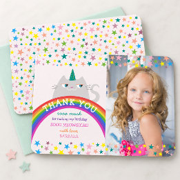 Fille Licorne Arc-en-Ciel Photo Anniversaire Merci
