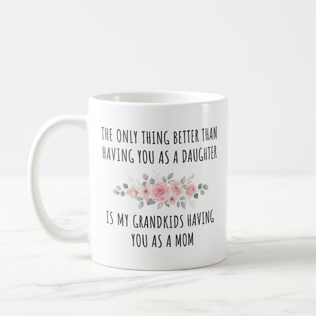 Fille Maman Petits-enfants Fleurs Tasse Fête des M (Gauche)