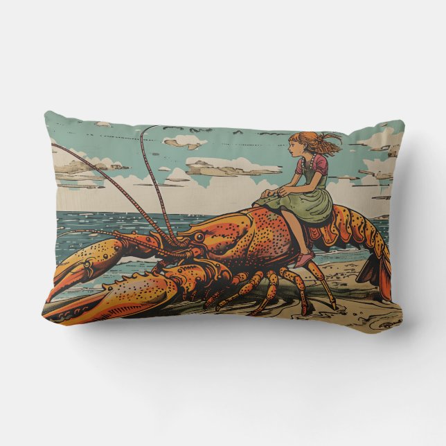 Fille Marche Lobster Jeu Oreiller (Verso)