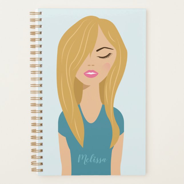 Fille mignonne Avec Blonde Long Cheveux Illustrati (Devant)