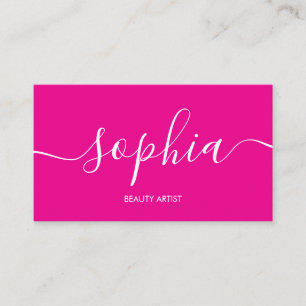 Fille Moderne Calligraphie Carte de visite rose