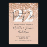 Fille moderne parties scintillant de pêche typogra<br><div class="desc">Parties scintillant de pêche moderne fille typographie anniversaire invitation. jeune design moderne tendance. modifier l'âge pour convenir</div>