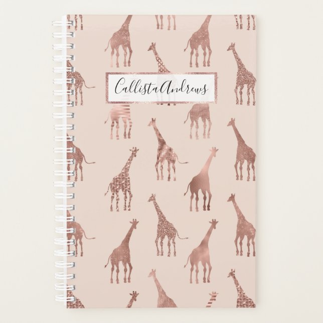 Fille moderne Rose Or Blush Giraffes rose (Devant)