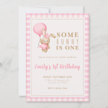 Fille modifiable 1er anniversaire rose Invitation