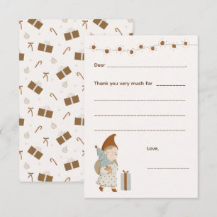 Fille Noël Merci note, remplir la carte