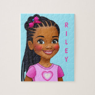 Fille noire avec tresses Puzzle personnalisé