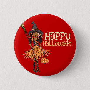 Fille noire heureux Halloween enfants badge bouton