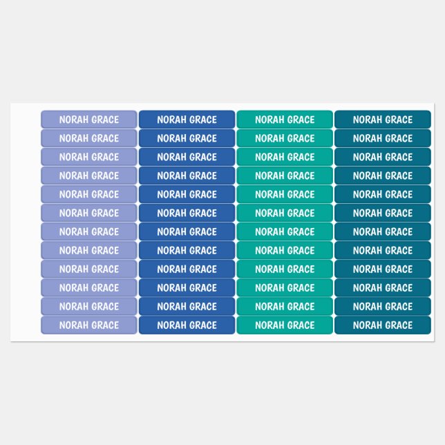 Fille nom étiquette étanche, sirène couleurs de l' (Feuille)