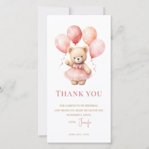 Fille Ourson Aquarelle 1er Anniversaire Merci 
