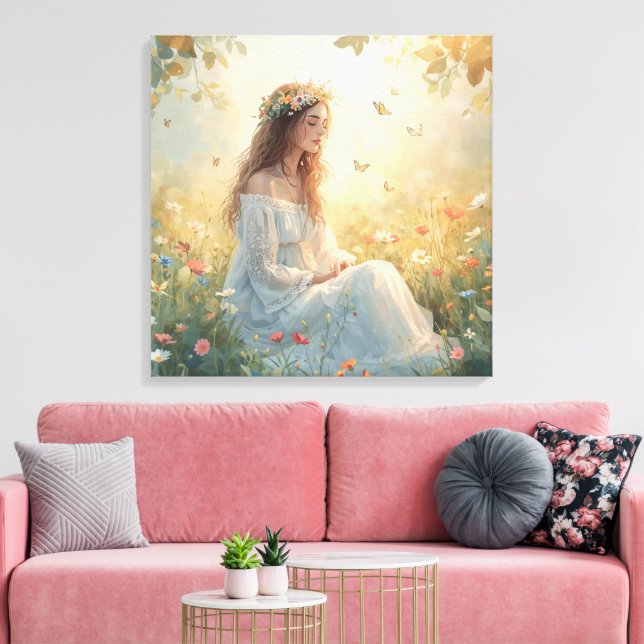 Fille paisible dans une impression sur toile de ja (Insitu(Salon))
