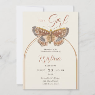 Fille papillon tout en un Baby shower Invitation