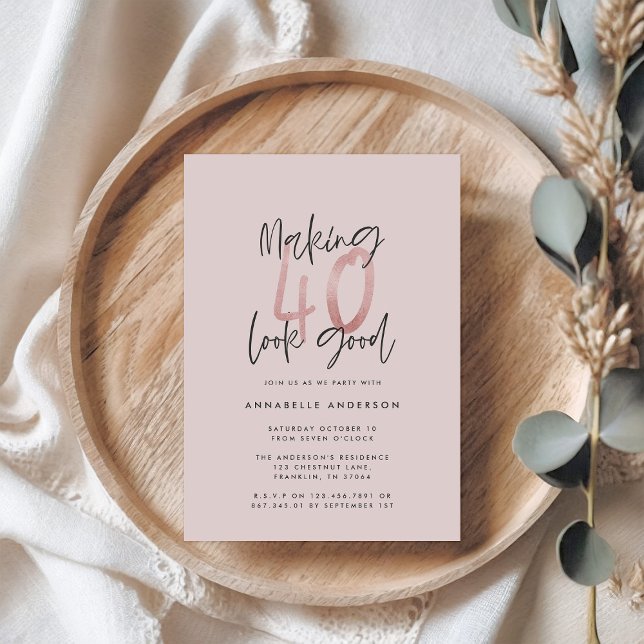 Fille parties scintillant rose moderne design 40e  (Créateur téléchargé)