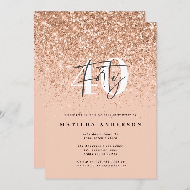 Fille parties scintillant scintille moderne 40e an (Devant / Derrière)