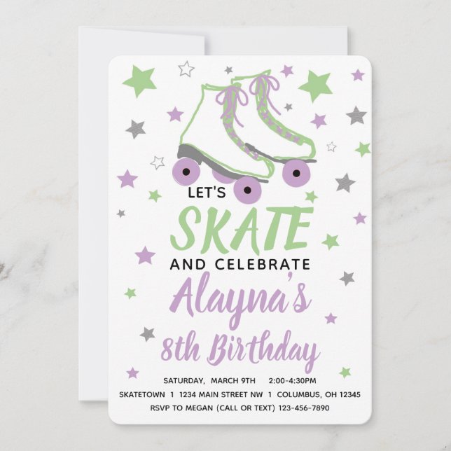 Fille Patinage Invitation de fête d'anniversaire (Devant)