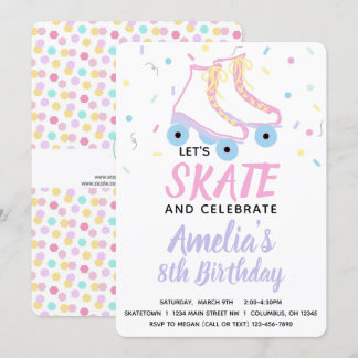 Fille Patinage Invitation de fête d'anniversaire