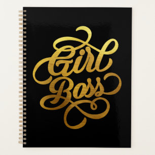 Fille Patron Typographie Feuille D'or Noir