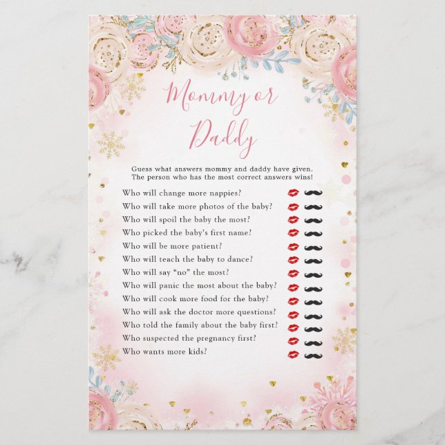 Fille Penguin Winter Flocon de neige Jeux maman ou (Devant)