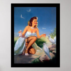 Fille Pin-Up affiche vintage