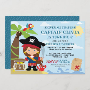 Fille Pirate Fête Invitations Anniversaire
