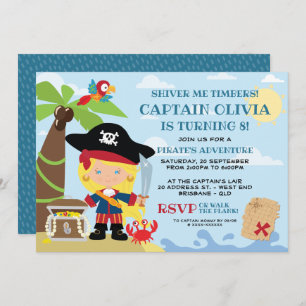 Fille Pirate Fête Invitations Anniversaire